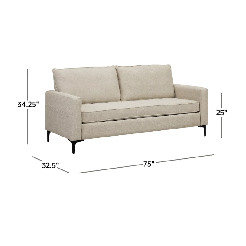 Larissa Living Room Sofa with Storage Pockets and USB Ports