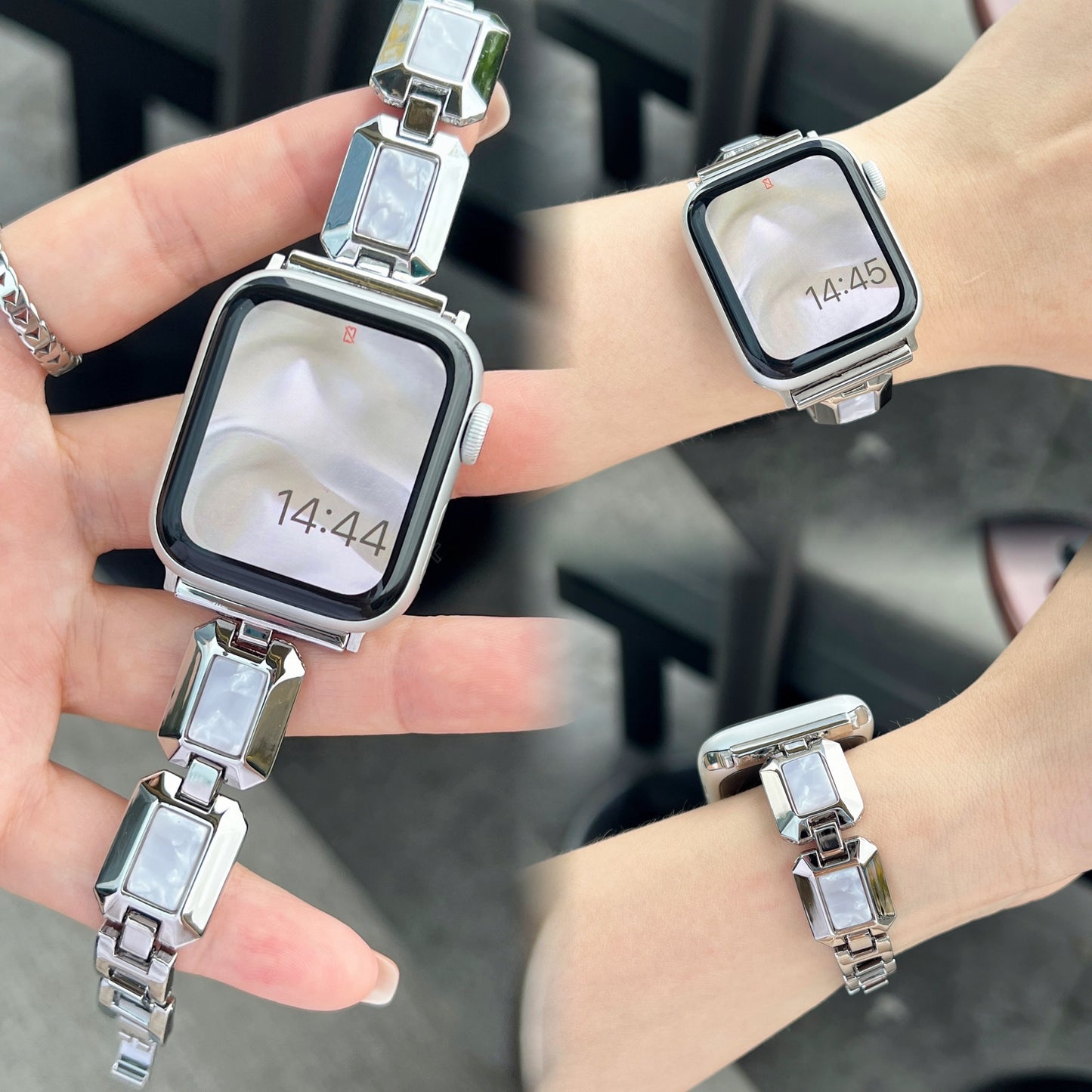 Resin Stainless Steel Strap for Apple Watch Ultra 49mm Band 8 7 41 45mm Diamond Case Bracelet for iWatch 6 5 4 3 se 40mm 42 44mm