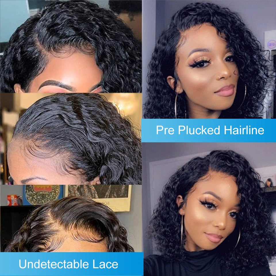 13x5x2 Side Part Lace Wig for Women Brazilian Pre Plucked Water Wave Human Hair Wig Wavy Curly Wigs Perruque Cheveux Humains