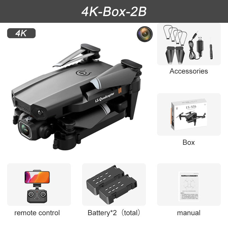 JINHENG XT6 Mini Drone 4K 1080P HD Camera WiFi Fpv Air Pressure Altitude Hold Foldable Quadcopter RC Dron Kid Toy Boys GIfts