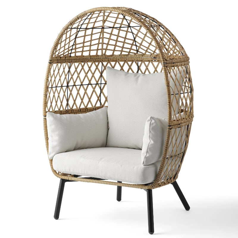 Better Homes &amp; Gardens Kid&#39;s Ventura Outdoor Wicker Stationary Egg Chair with Cream Cushions outdoor chair  garden chair