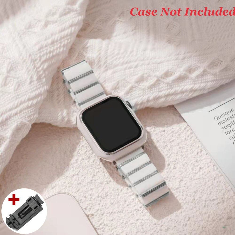 White Rose Gold Wristband for Watch Band 8 7 41mm 45mm Ultra 49mm High Quality Ceramic Strap for Iwatch Series 6 5 4 Se 40 44mm