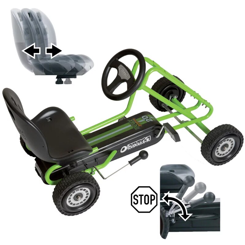 Hauck Ride-On Pedal Go-Kart Activity Green or Pink