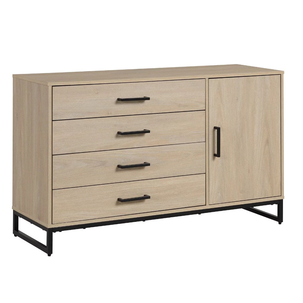 GSDB21002-1 Industrial 4 Drawer Dresser W/ Door Cabinet, Beige Oak,Durable and Strong,113.87 Lbs,47.50 X 15.75 X 29.75 Inches