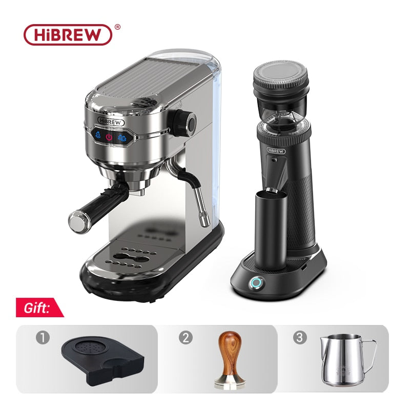 HiBREW Coffee Maker Cafetera 19 Bar Inox Semi Automatic Super Slim ESE POD&amp; Powder Espresso Cappuccino Machine Hot Water H11