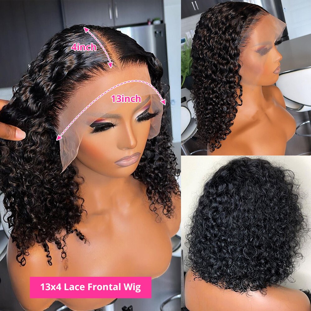 Water Wave Lace Front Human Hair Wigs Brazilian 13x4 Transparent Lace Frontal Wig Sale Short Bob Curly Human Hair Wigs For Women