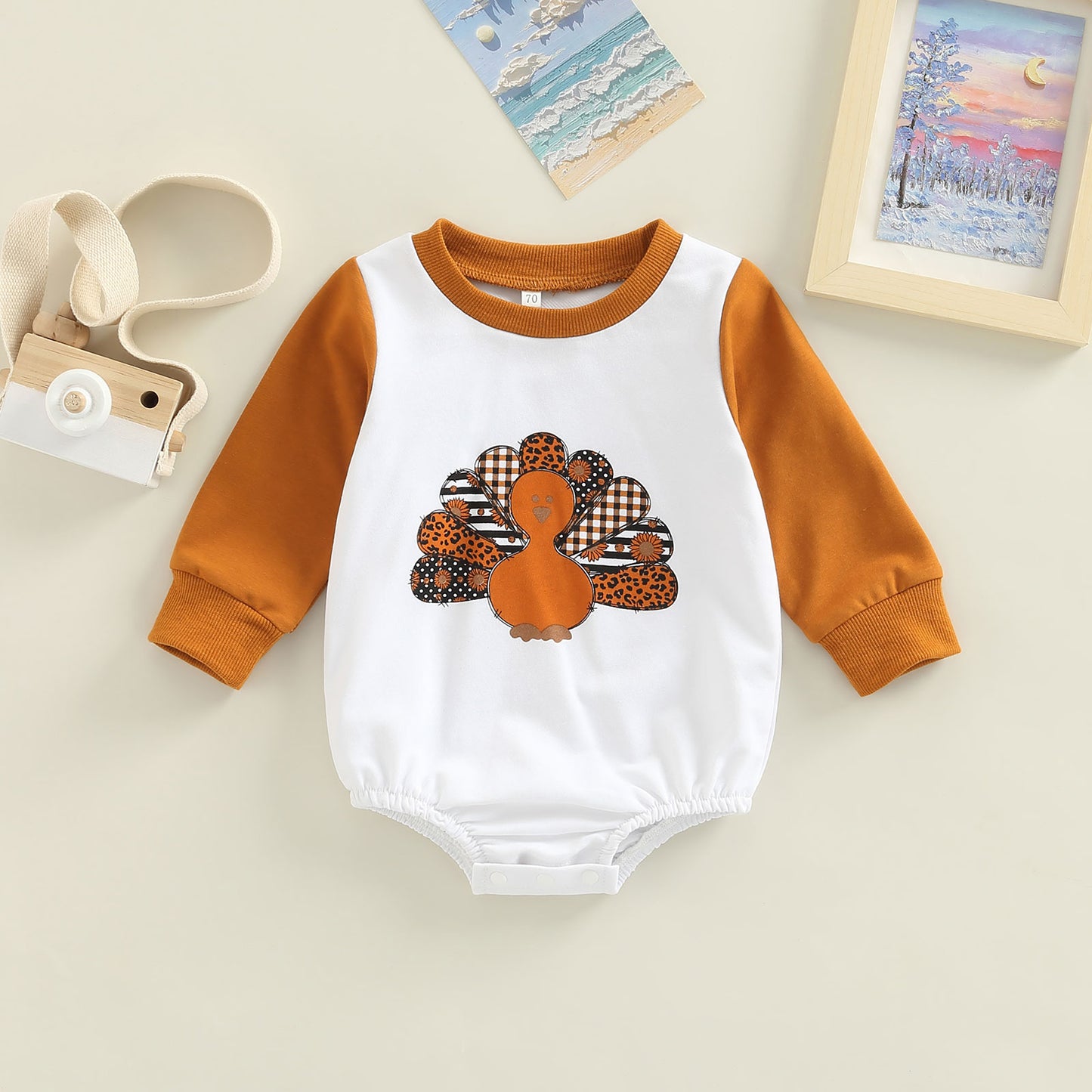 2022-07-22 Lioraitiin 0-24M Newborn Infant Baby Boy Girl Sweatshirt Jumpsuit Letter pumpkin Printed Long Sleeve Romper Outwear