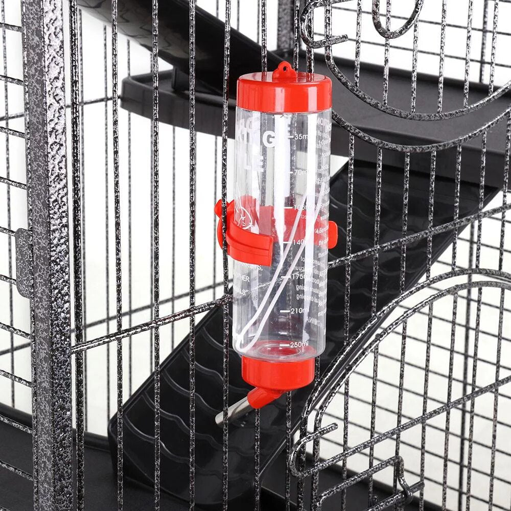 6 Level Rolling Large Pet Cage with Water Bottle for Small Animals, Black Cat Cages