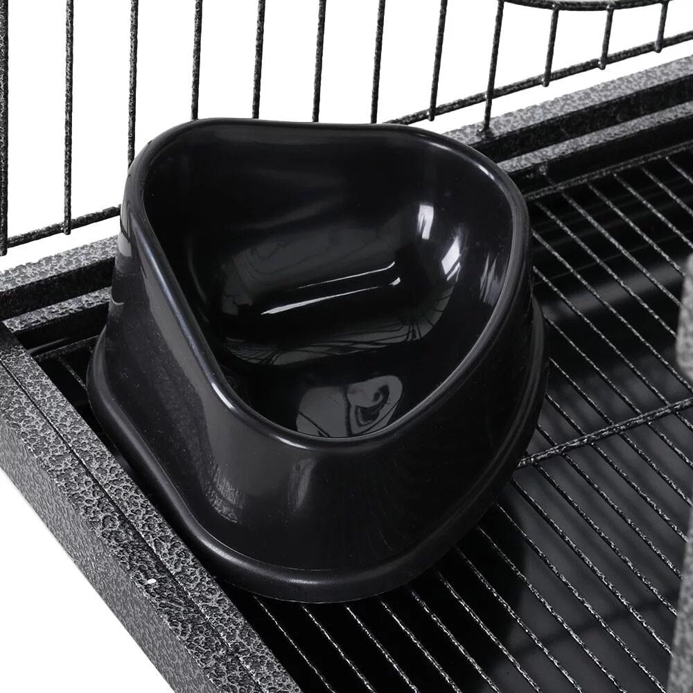 6 Level Rolling Large Pet Cage with Water Bottle for Small Animals, Black Cat Cages