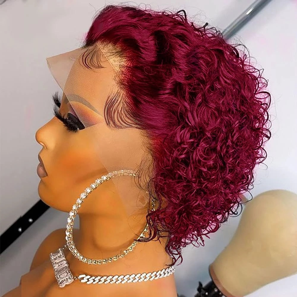 Short Pixie Cut Wig Human Hair Curly Human Hair Wig Cheap Wig 13X1 Transparent Lace Wig Preplucked Hairline Wigs For Black Women