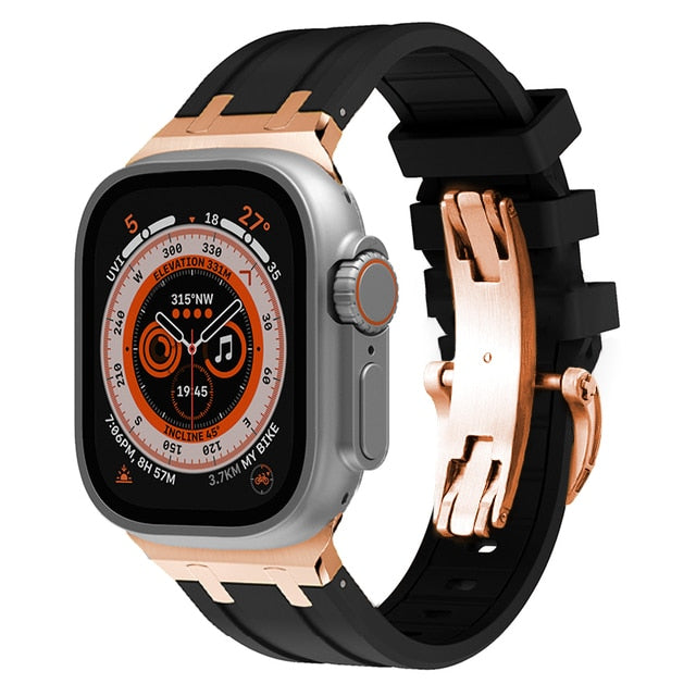 Sports Band for Apple Watch Ultra 49mm Series 8 7 45mm Silicone Men Rubber Strap for iwatch 8 6 5 4 SE 44mm 42mm Bracelet for AP