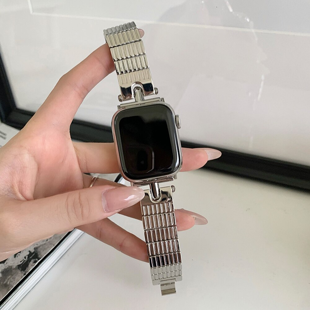 Stainless Steel Band For Apple Watch Series 8 7 Ultra 49mm 41mm 45mm 40 44 38 42mm Luxury Metal Lady Strap For iWatch 6 5 4 3 se