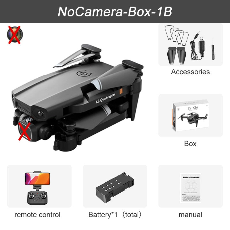 JINHENG XT6 Mini Drone 4K 1080P HD Camera WiFi Fpv Air Pressure Altitude Hold Foldable Quadcopter RC Dron Kid Toy Boys GIfts