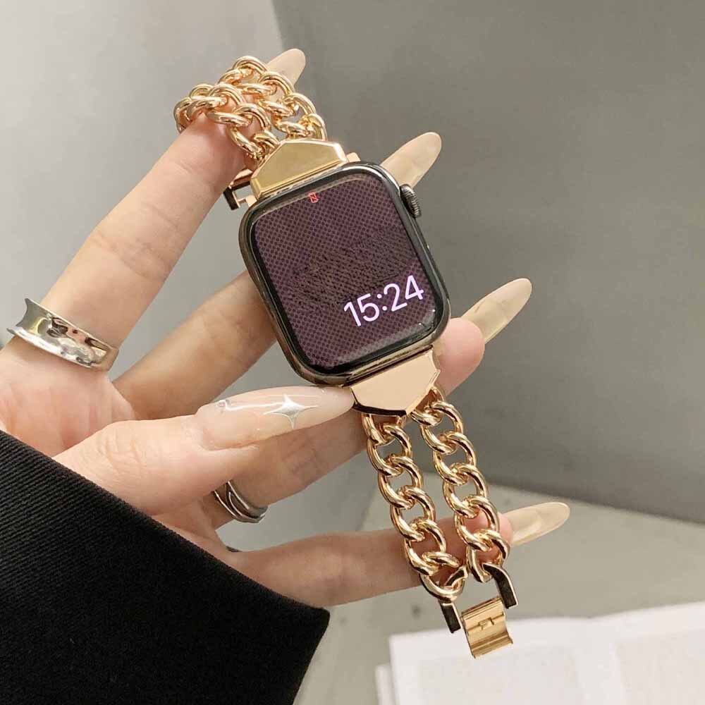 Stainless Steel Women Bracelet For Apple Watch 8 7 41mm 45mm Band 6 5 4 3 se 38 40mm Chain Strap For iWatch Ultra 49mm 42mm 44mm