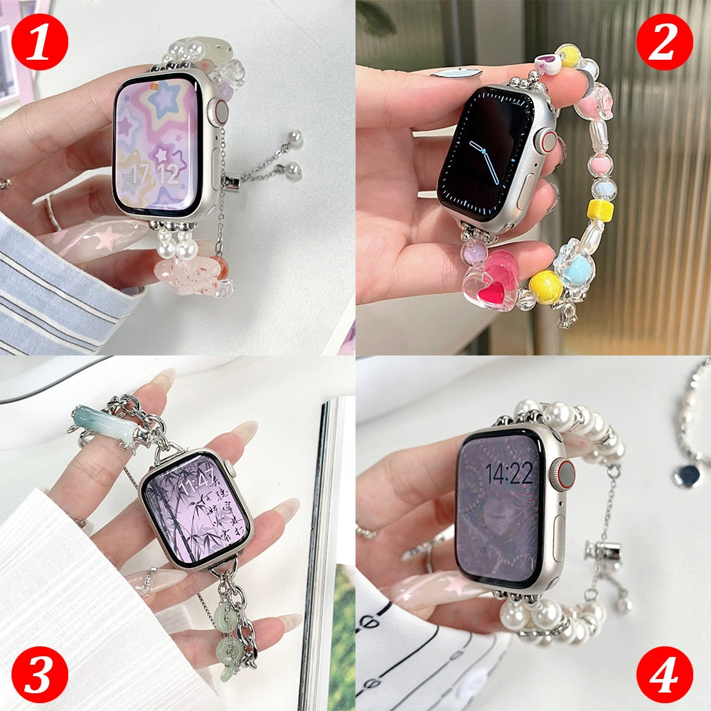 Cute Series Women Metal Strap for Apple Watch Band 40mm 42mm 41mm 44mm 45mm 38 49mm Jewelry Bracelet for Iwatch 8 7 6 5 4 Se 3 2