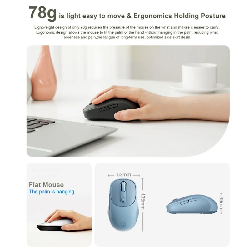 Lenovo Xiaoxin PLUS Bluetooth Mouse Silent Portable Wireless Mouse 3.0/5.0 380mah Ergonomic Design Office Gaming Mouse