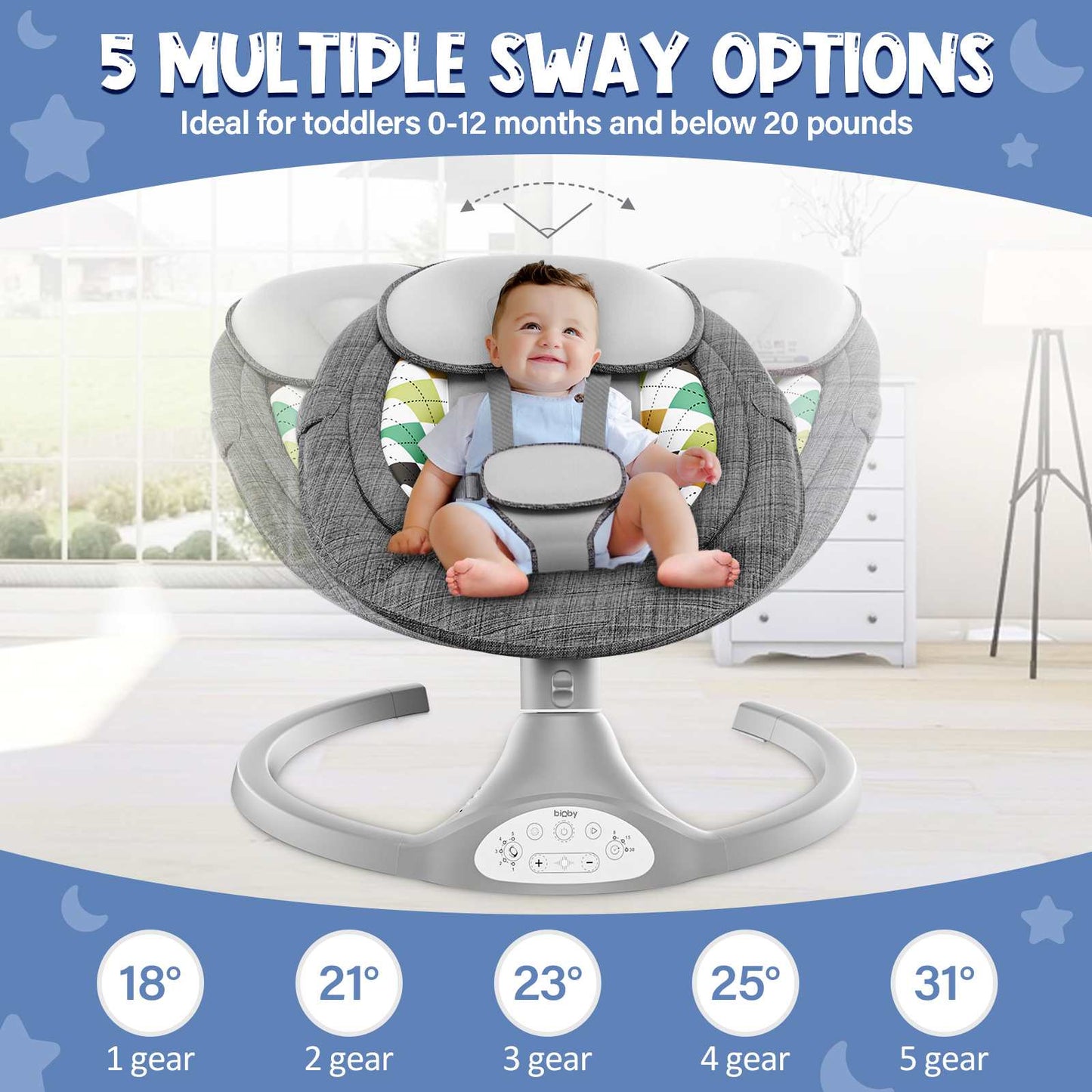 Electric Baby Swing Baby Lounger Chaise Longue for Baby Resting Chair Chair with bluetooth Music Remote Control Baby Cot