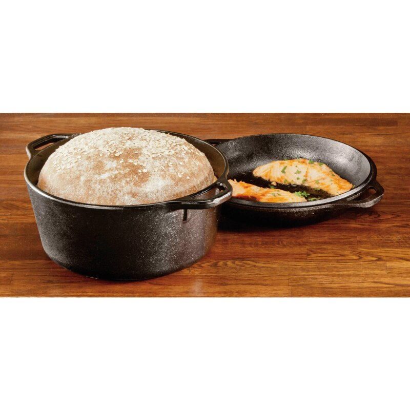 Lodge Cast Iron 5 Quart Seasoned Double Dutch Oven