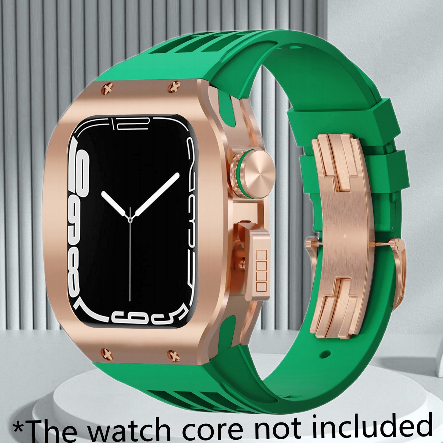 Luxury Titanium Modification Kit For Apple Watch 8 7 45mm Metal Bezel Case For iWatch Series 8 7 6 SE 5 44mm Rubber Strap Band