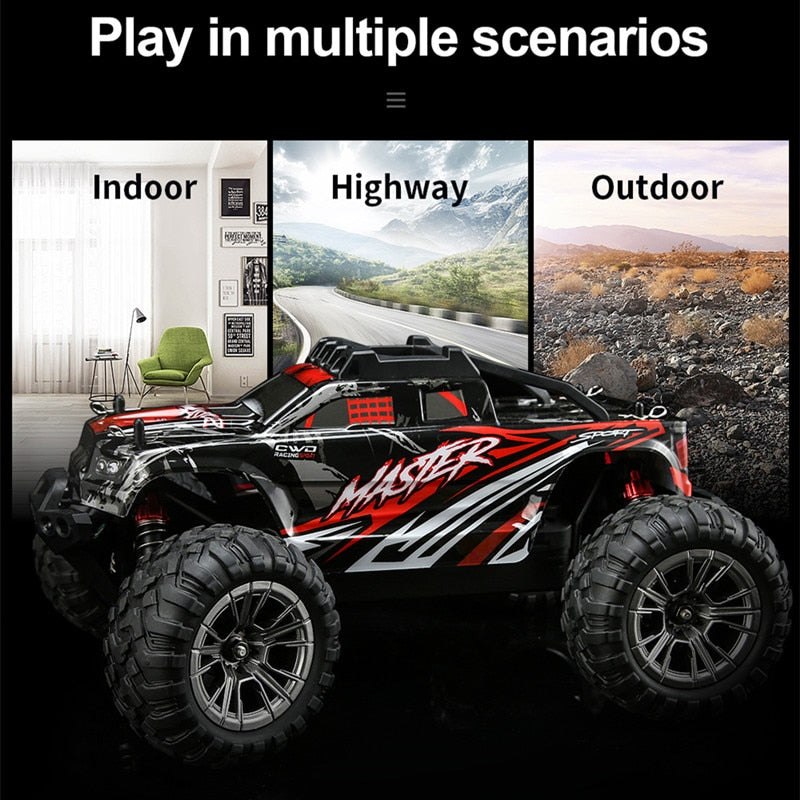 1: 16 4WD High Speed Racing Car With LED Lamp 45 Km/h Radio Remote Control Off Road Vehicle 2.4GHz Children&#39;s Toys