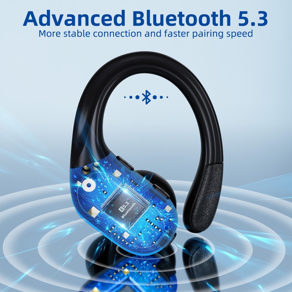 Weofly TWS Wireless Bluetooth Headphones For Sports 45H Playtime V5.3 HIFI Stereo Sound Earphones With Earhooks IPX5 Waterproof