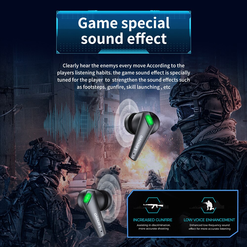 Lenovo Thinkplus XT85II Wireless Bluetooth 5.3 Earphones Gaming Headphones Waterproof Earbuds Noise Reduction Headset With Mic