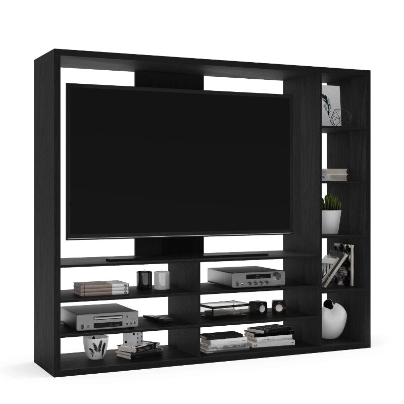 Entertainment Center for TVs Up To 55&quot;, Black  Fireplace Tv Stand  Wood Tv Stand Living Room Furniture