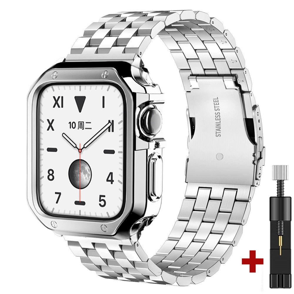 Luxury Metal Strap for Apple Watch Band Ultra 49mm 45mm 41mm 44 40mm Stainless Steel Bracelet 38mm 42 for iWatch 8 7 6 SE 5 4 3