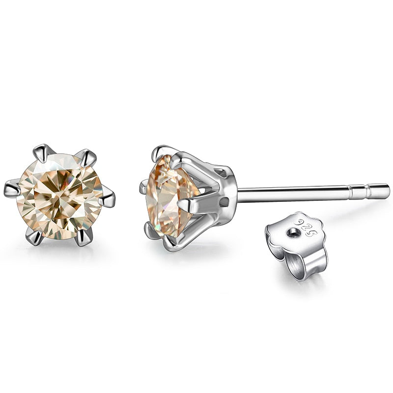 New Arrival 0.5 Carat Moissanite Gemstone Stud Earrings for Women Solid 925 Sterling Silver D Color Solitaire Fine Jewelry