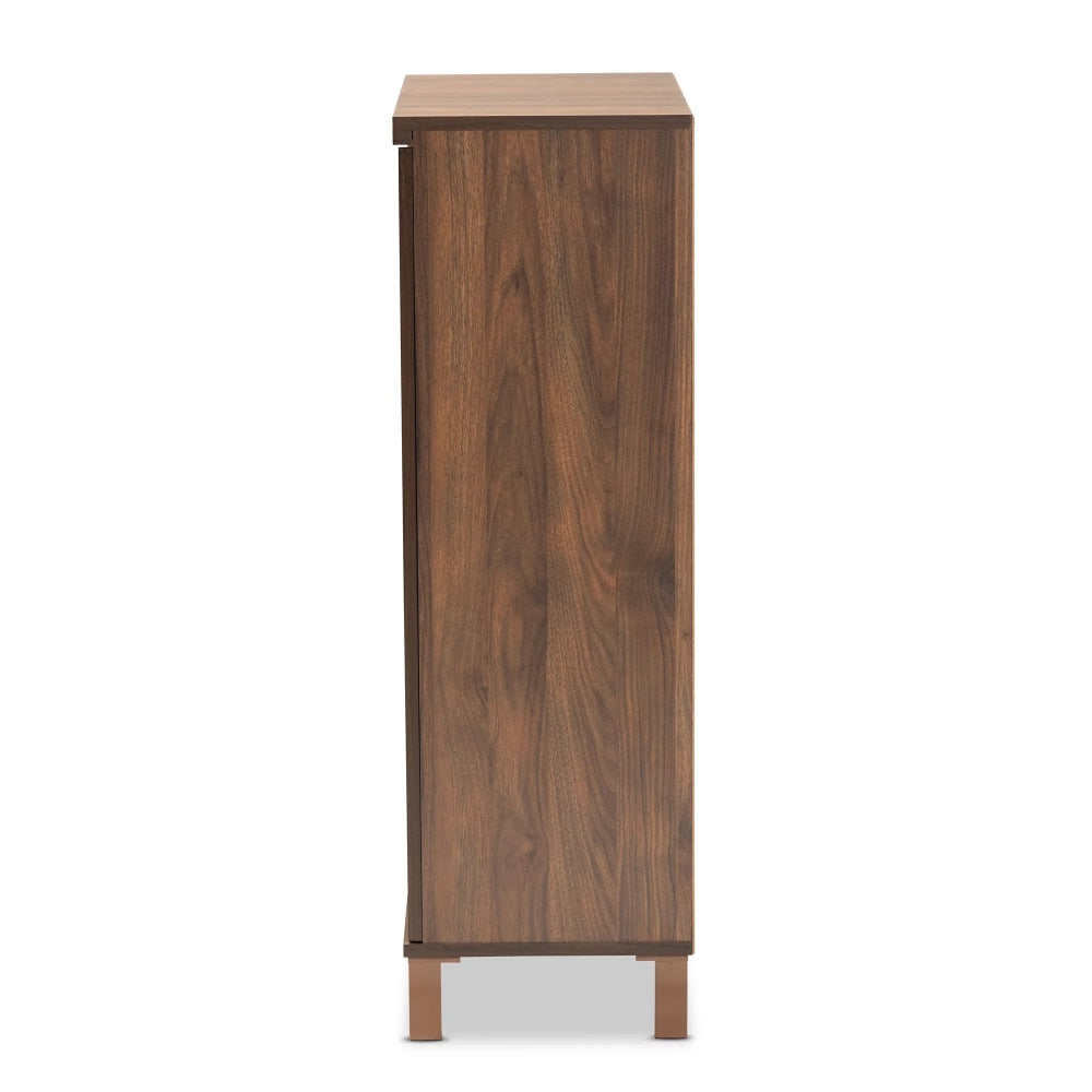 Talon Modern and Contemporary Two-Tone Walnut Brown and Dark Grey Finished Wood 2-Door Shoe Storage Cabinet