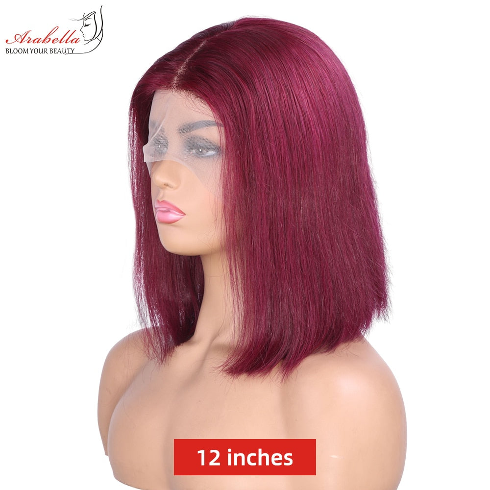 Human Hair Wigs 99j Burgundy 13x4 Lace Frontal Wig Pre Plucked Bleached Knots Arabella Remy Human Hair Lace Front Wig