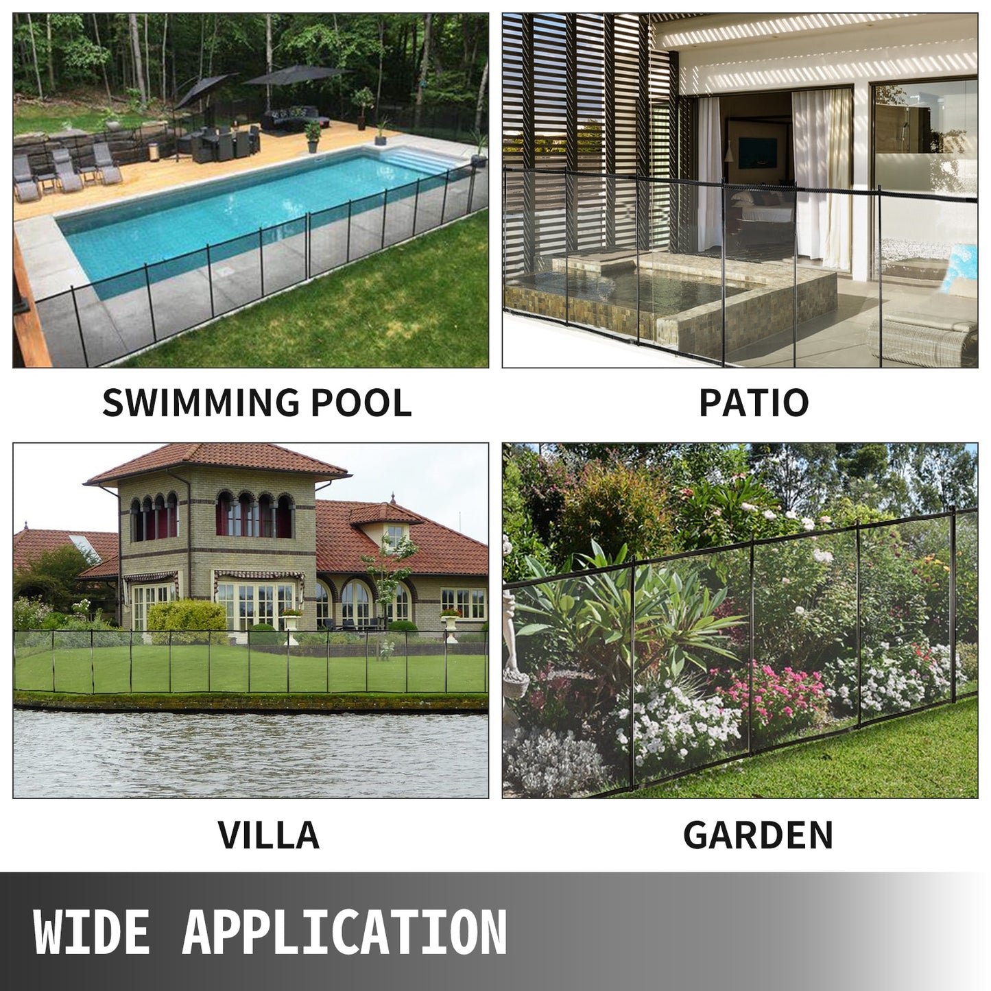 VEVOR Swimming Pool Fence Inground Pools Safety Fence Gate Kit Garden Patio 340gsm Grid Cloth Removable DIY Pool Fencing Barrier