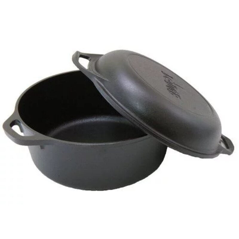 Lodge Cast Iron 5 Quart Seasoned Double Dutch Oven