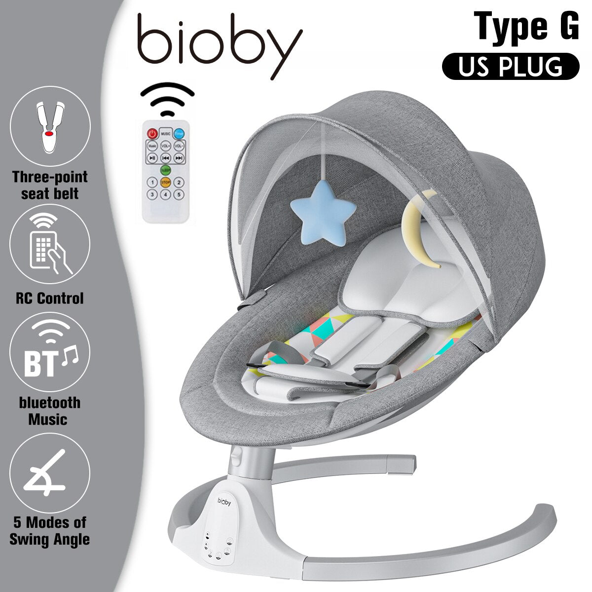 Electric Baby Swing Baby Lounger Chaise Longue for Baby Resting Chair Chair with bluetooth Music Remote Control Baby Cot