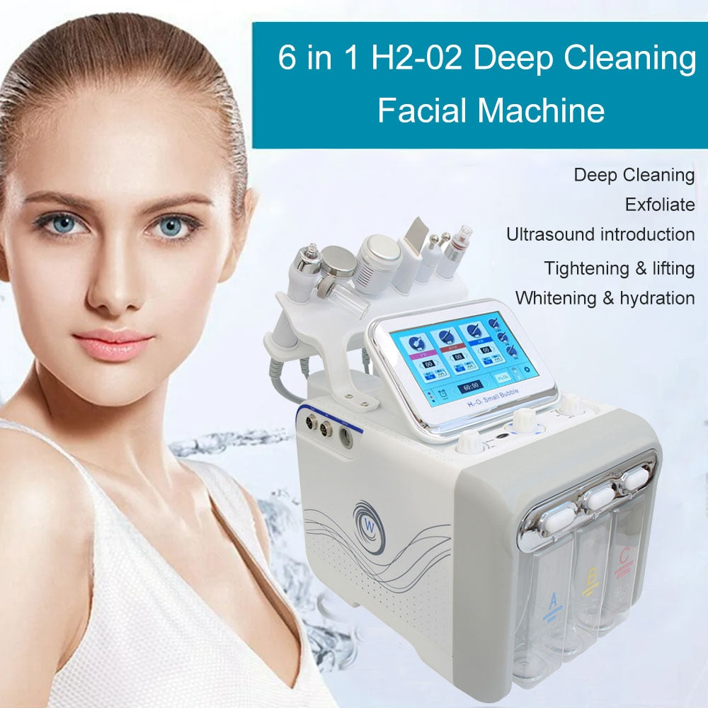 6 in 1 Hydro Oxygen Facial Machine Deep Cleansing Skin Care Beauty Device Peeling Blackhead Removal Water Dermabrasion Machine