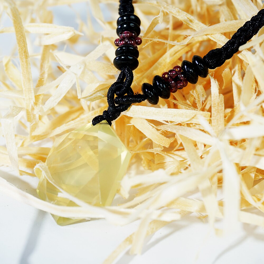 Natural Yellow Citrine Hexagram Six Pendant Citrine Gemstone Clear Bead Necklace 25mm Drop Shipping AAAAAA