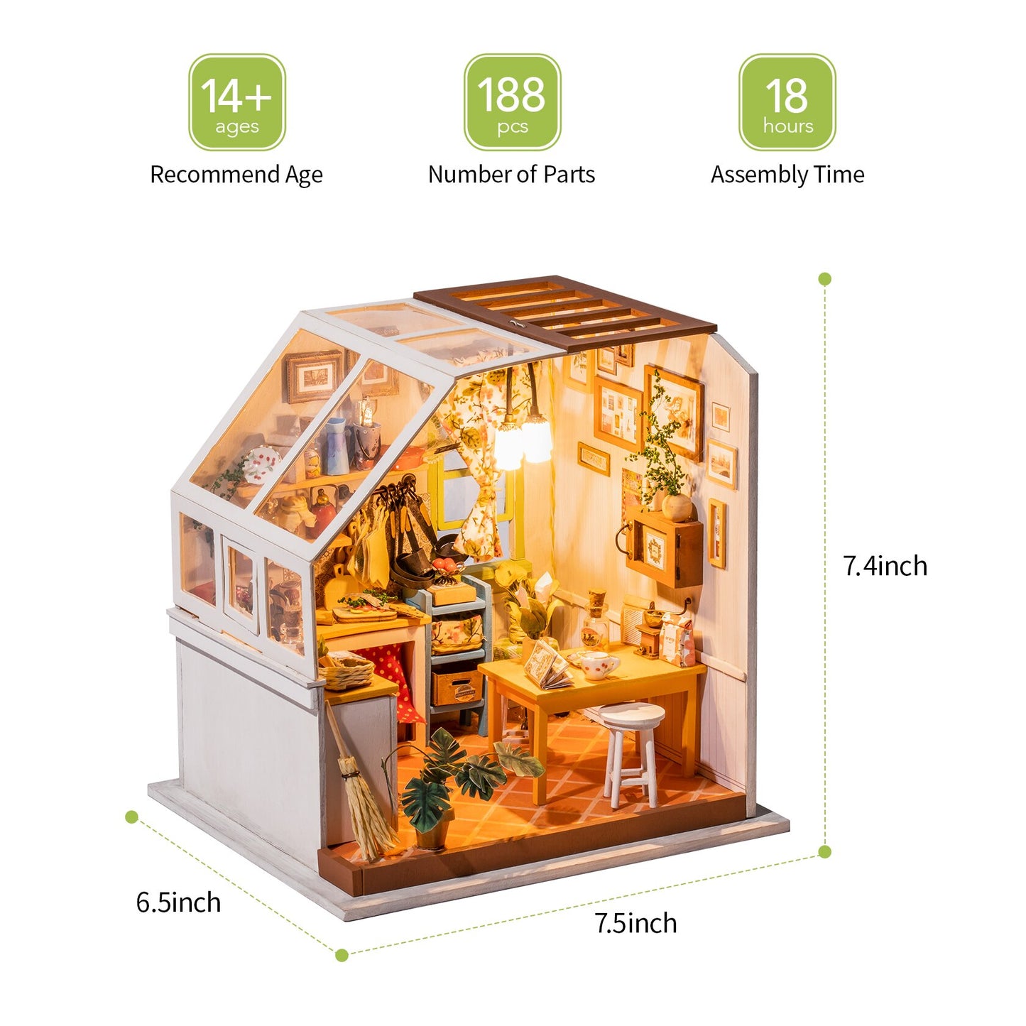 Robotime DIY Wooden Miniature Dollhouse Janson&#39;s Kitchen 1:24 Handmade Doll House Model Building Kits Toys For Children Adult