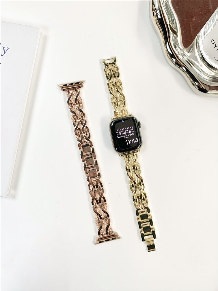 Diamond Bracelet For Apple Watch Series 8 7 6 5 4 se 3 Ultra 49mm Braided Strap For iWatch 41mm 45mm  38mm 40 42 44mm Women Band