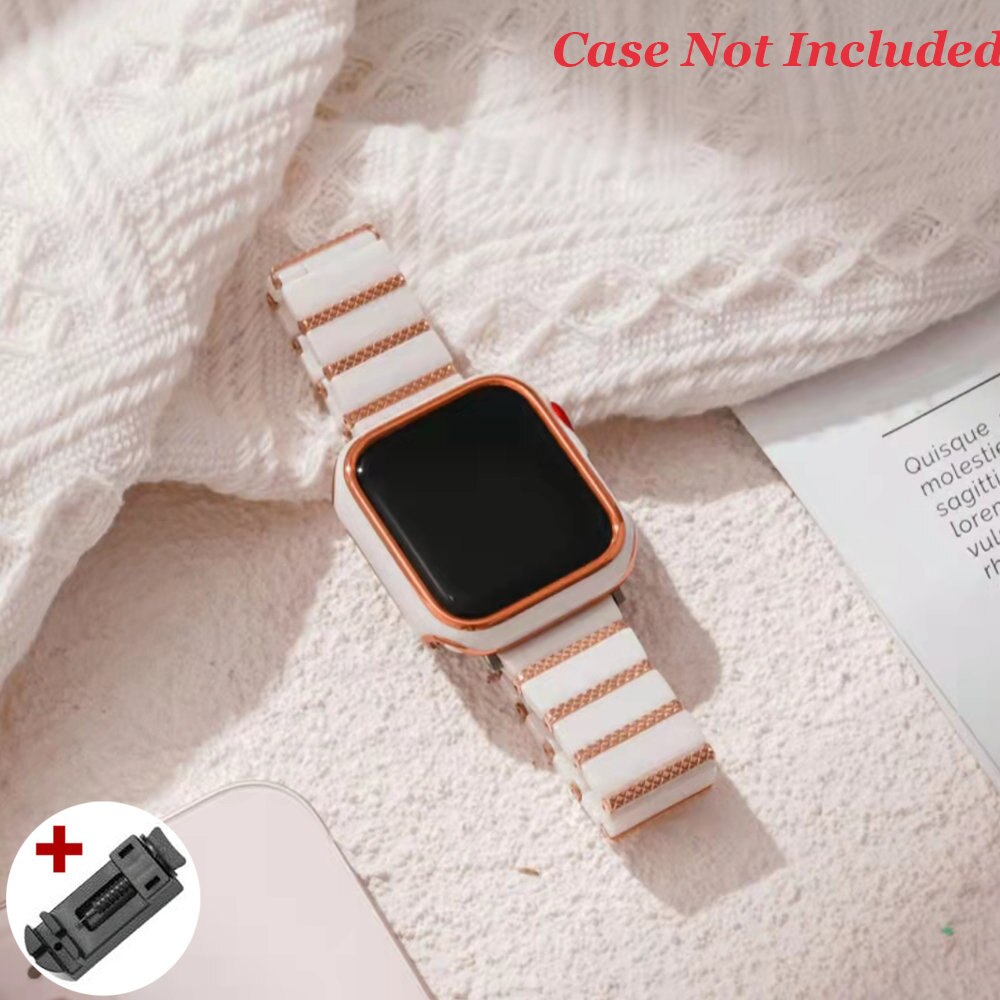 White Rose Gold Wristband for Watch Band 8 7 41mm 45mm Ultra 49mm High Quality Ceramic Strap for Iwatch Series 6 5 4 Se 40 44mm