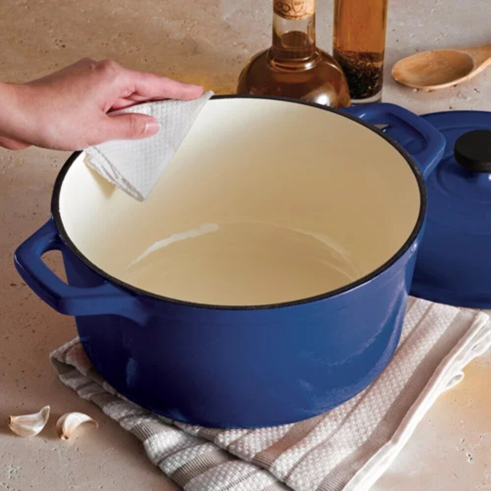 Enameled Cast Iron 6.5 Quart Round Dutch Oven, Blue Kitchen Cookware