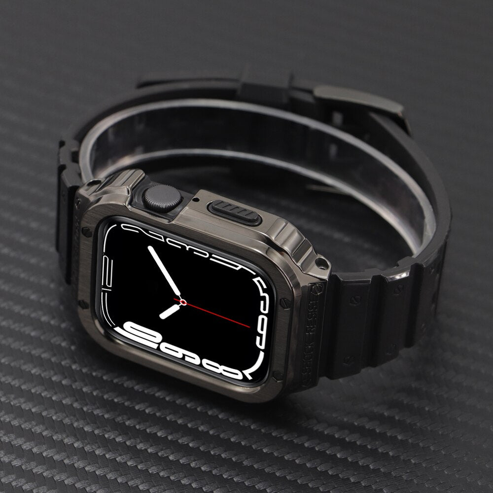 Stainless Steel Modification Kit for Apple Watch 8 Ultra 7 6 SE 5 4 Rubber Band for Iwatch Series 40 41 44 45 49mm Luxury Case