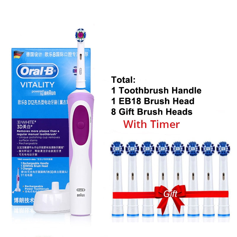 Oral B Electric Toothbrush Adult Rotation Clean Teeth Charging Tooth Brush 3D Whiten Teeth Oral Care Brush With Gift Brush Heads