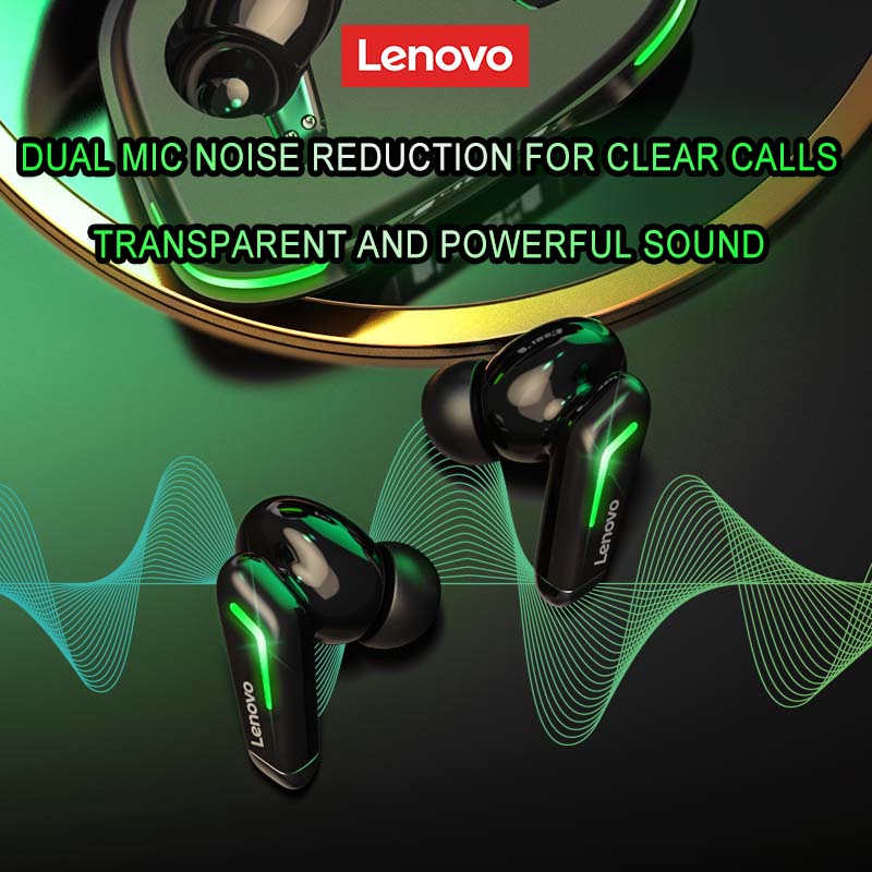 Lenovo GM3 TWS Bluetooth 5.3 Earphones 250mAh Charging Box Wireless Headphone Game Sports Earbuds Built-in Dual HD Mic Headset