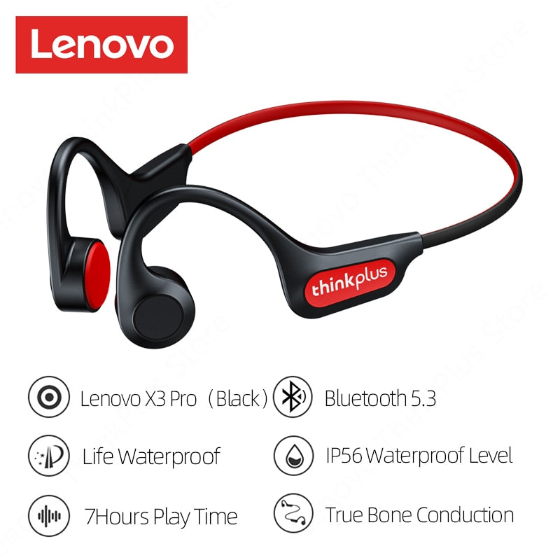 Lenovo Bone Conduction Earphones X3 Pro Bluetooth Hifi Ear-hook Wireless Headset with Mic Waterproof Earbud