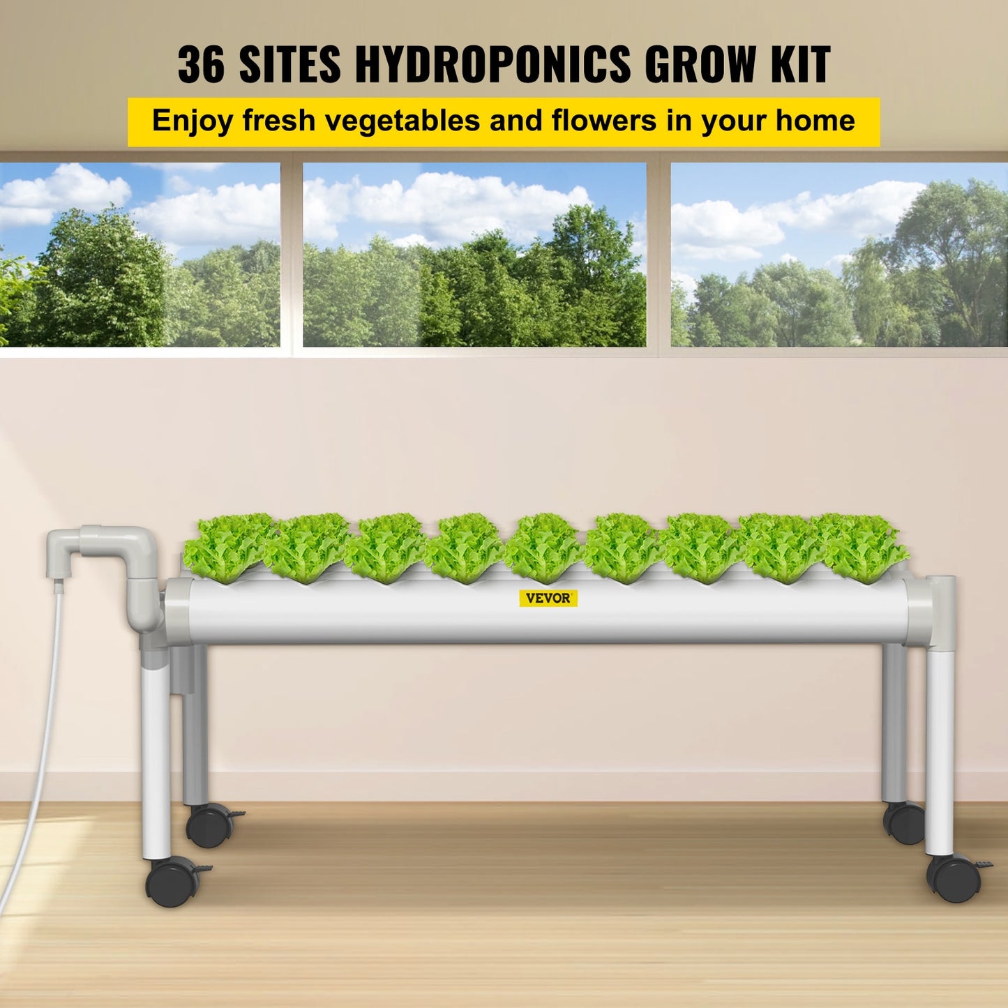 VEVOR Hydroponic Grow Kit Hydroponics System 36/54/72/90/108 Sites 1/2/3/4 Layers 4/6/8/10/12 Pipes Vegetables Lawn &amp; Garden