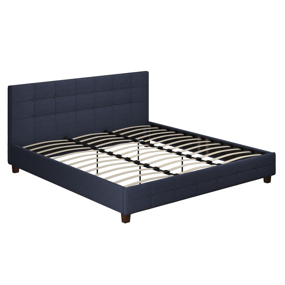 DHP Rose Tufted Upholstered Platform Bed Frame, King, Blue Linen