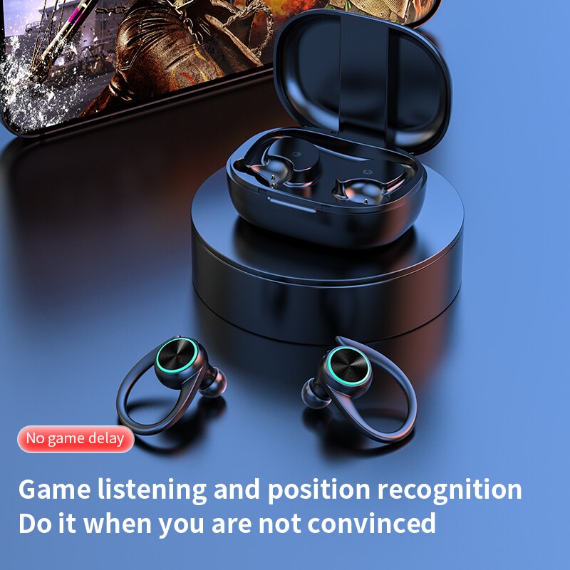 Wireless Bluetooth Earphone Ear Loop Noise Reduction Sports Running Music Listening Earphone Led Battery Display