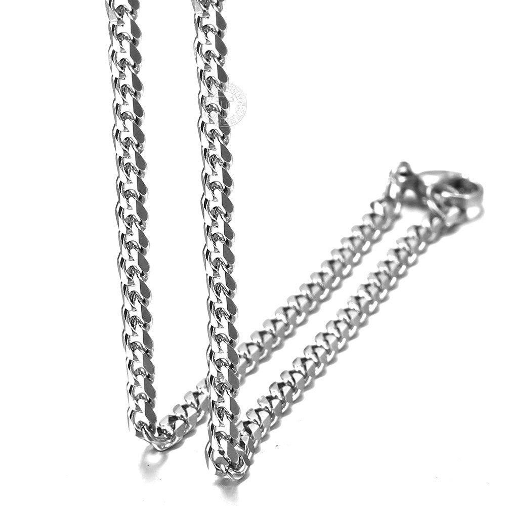 3-7mm Cuban Chain Necklace for Men Women Silver Color Stainless Steel Miami Curb Link Choker Dropshipping Jewelry