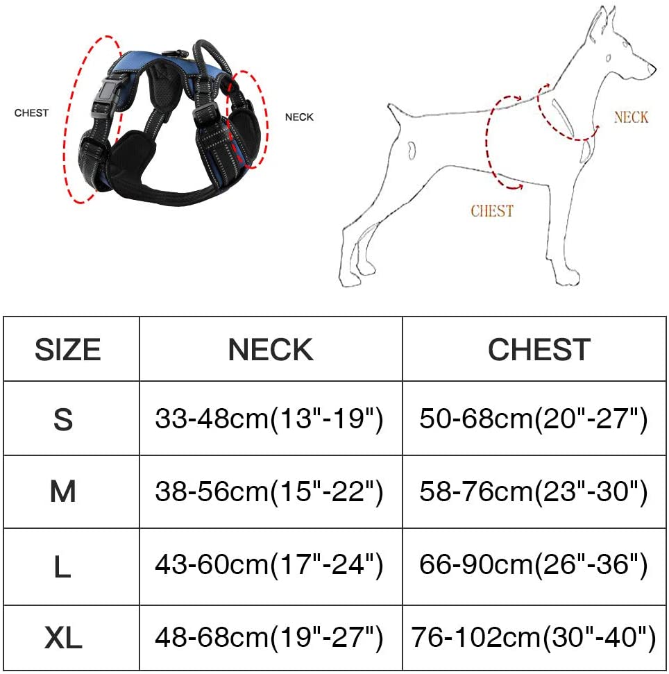 MASBRILL Pet Reflective Nylon Dog Harness No Pull Adjustable Medium Large Naughty Dog Vest Safety Vehicular Lead Walking Running