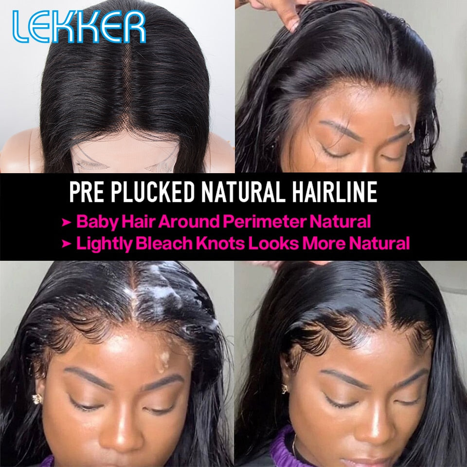 Lekker Straight 13x4 Transparent Lace Frontal Human Hair Wig For Women Pre Plucked Glueless Brazilian Remy Hair 180% Density